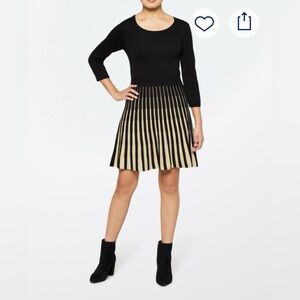 (0069) Fortune & Ivy xxl black gold sweater dress sparkle flare NWT